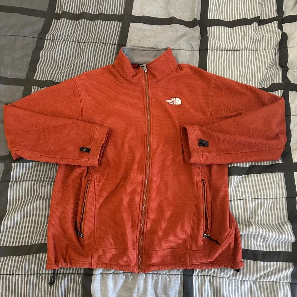 The North Face Zip Up Fleece Sweatshirt Burnt Orange Y2K Size XL